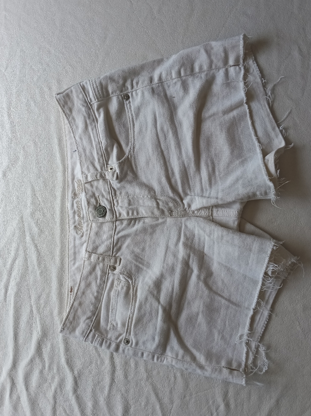 American Eagle Outfitters White Frayed Denim Shorts